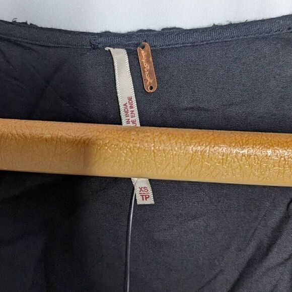 Free People Intimately Black Dress Tunic Deep V XS OB1087758 NWT - Picture 3 of 7